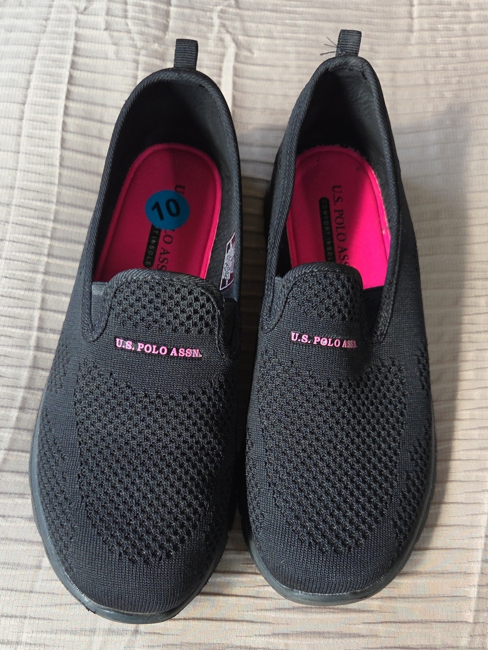 U.S. Polo Assn. Black Slip-On Sneakers with Pink Insole
